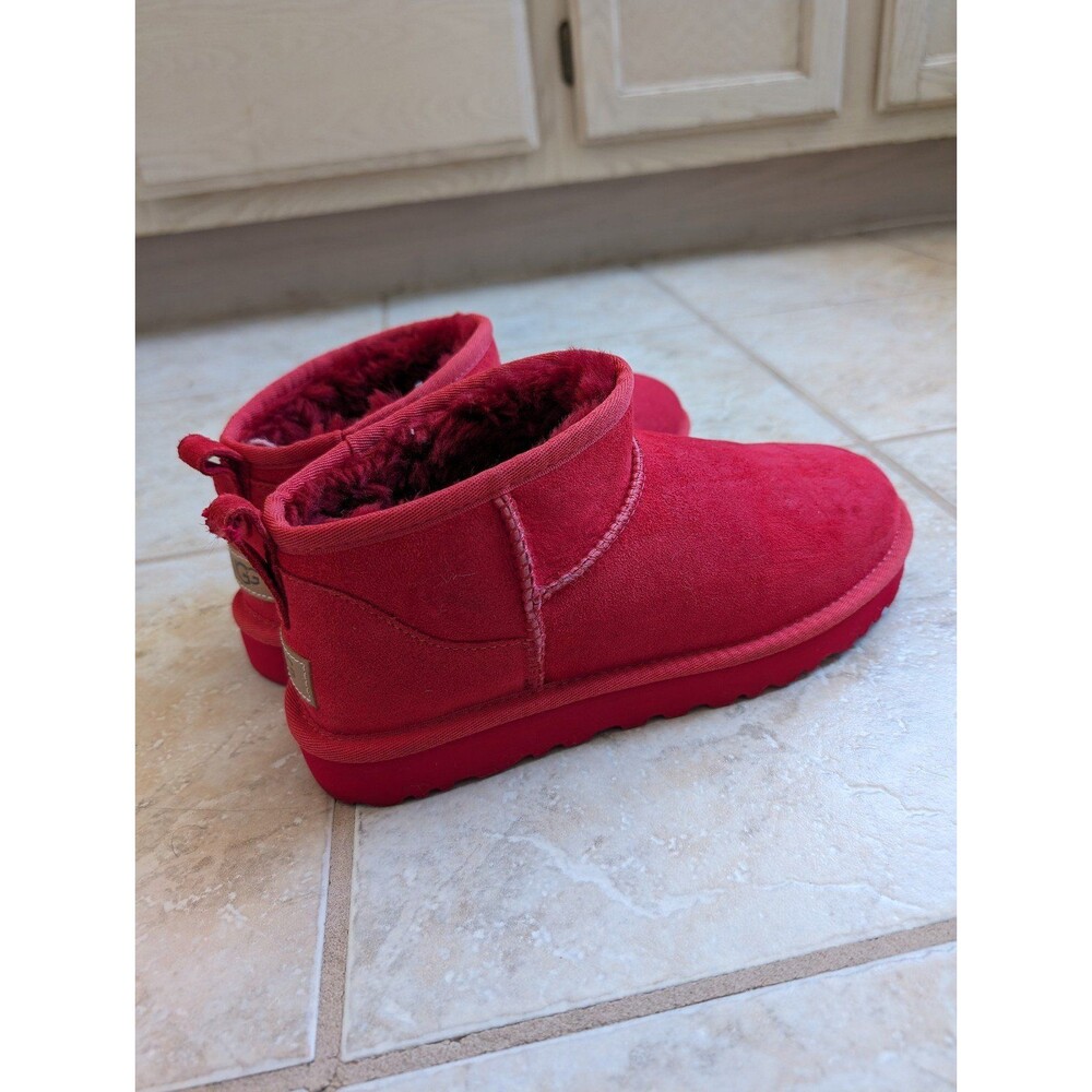 UGG CLASSIC ULTRA MINI SAMBA RED TNL SUEDE WOMEN'S BOOTS S